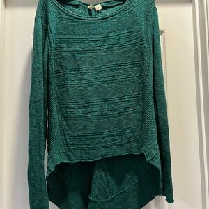 Moth Brand Emerald Open-Knit Sweater High Low Anthropologie